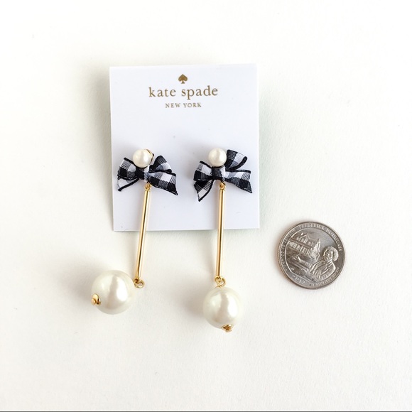 kate spade black bow pearl earrings - Picture 2 of 7